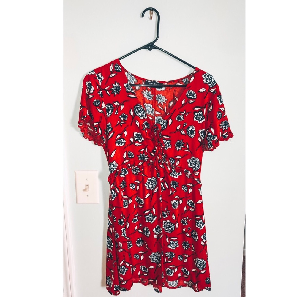 MinkPink red floral dress